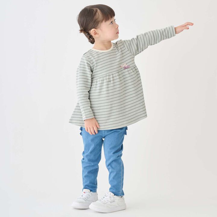 Back Frill Leggings,Blue, medium image number 0