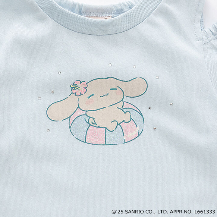 [Sanrio Characters] Cold Shoulder Graphic T-Shirt,Sax blue, medium image number 19
