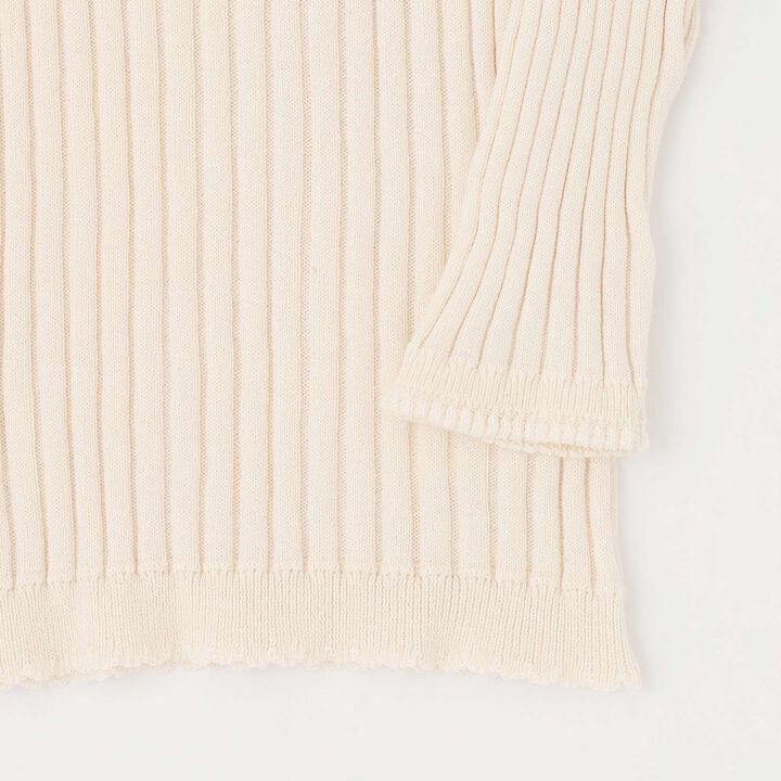 Organic Frilled Collar Ribbed Sweater [Made in Japan],Cocoa, medium image number 3