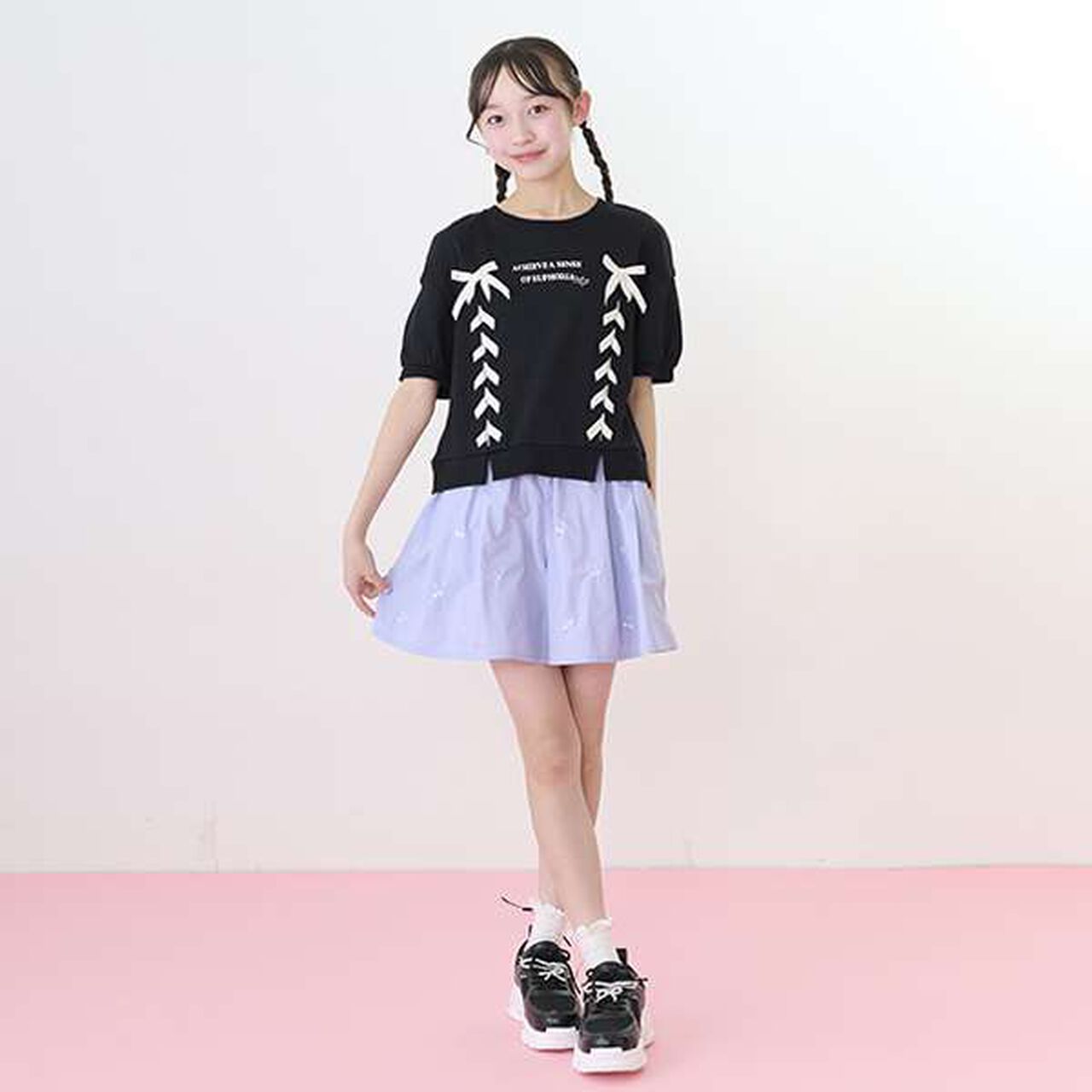 Puff Sleeve Lace-Up T-Shirt,Off white, large image number 8