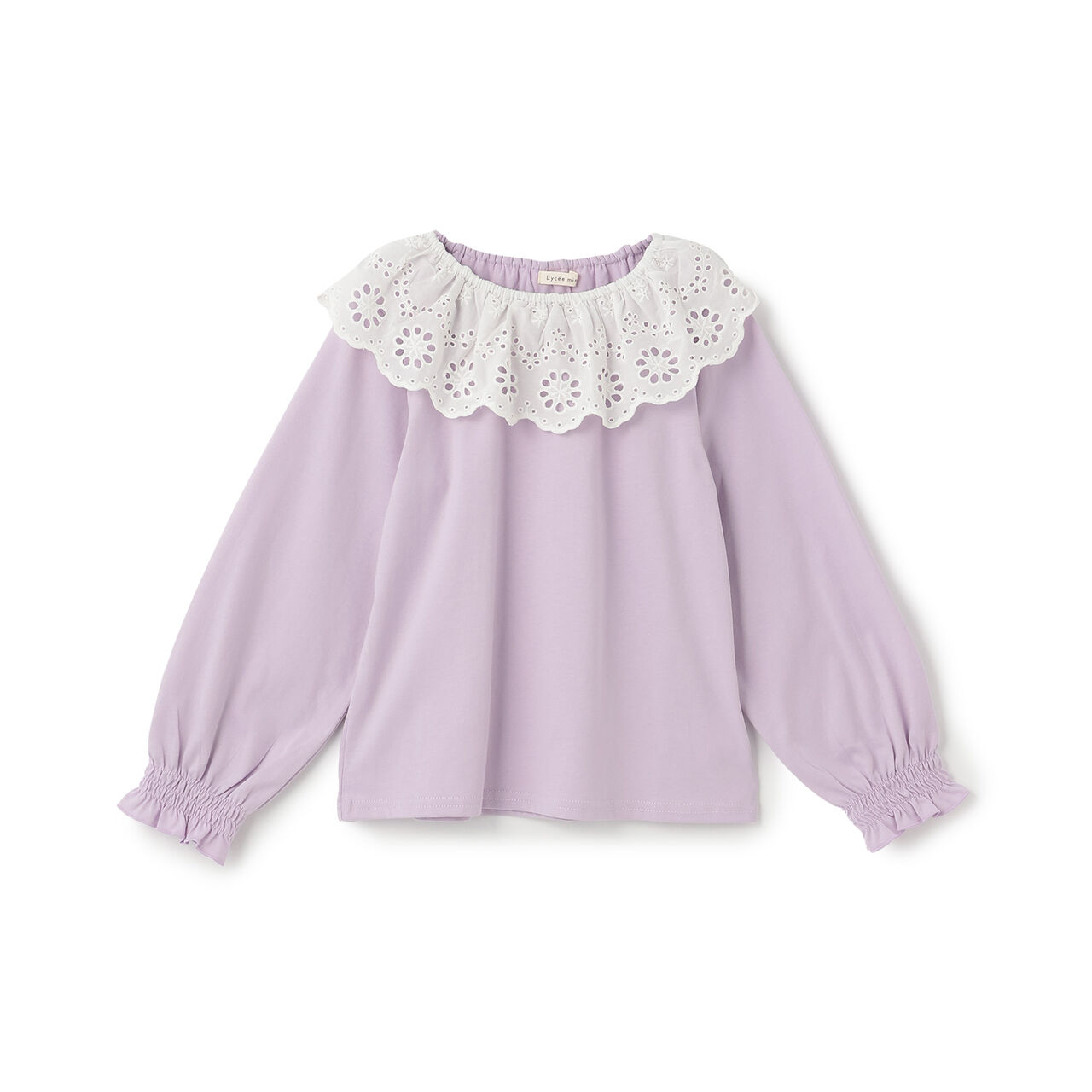 Round Cotton Lace Long-Sleeve T-Shirt,Black, large image number 14