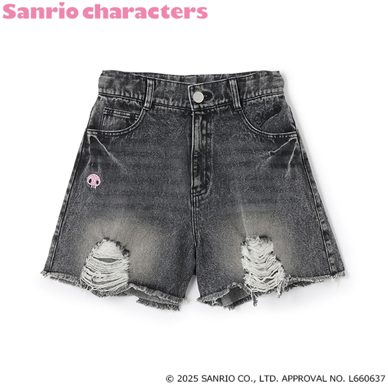 [My Melody & Kuromi] Distressed Shorts,Gray, large image number 20