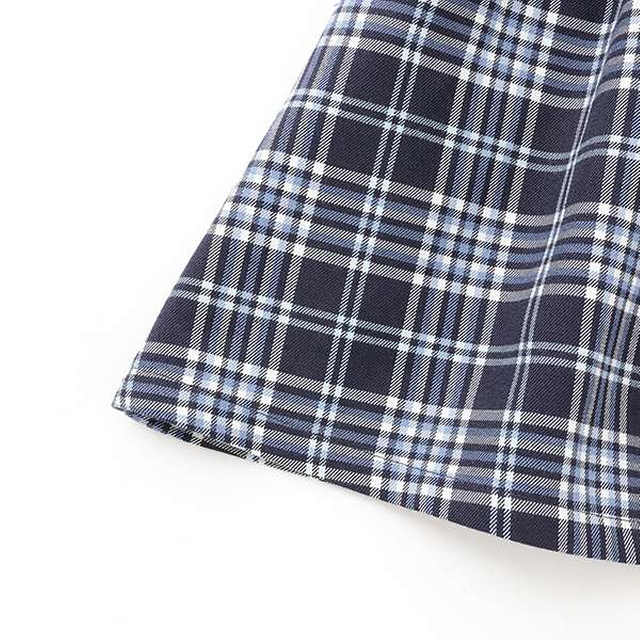 Checkered Pattern Short-Sleeve One-Piece Dress,Navy, large image number 7