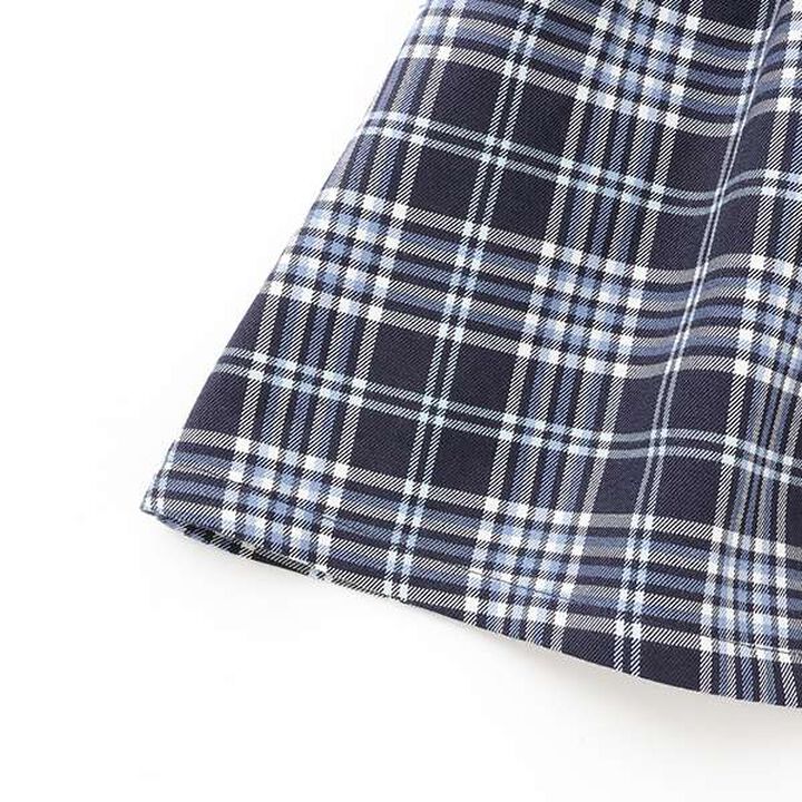 Checkered Pattern Short-Sleeve One-Piece Dress,Navy, medium image number 7