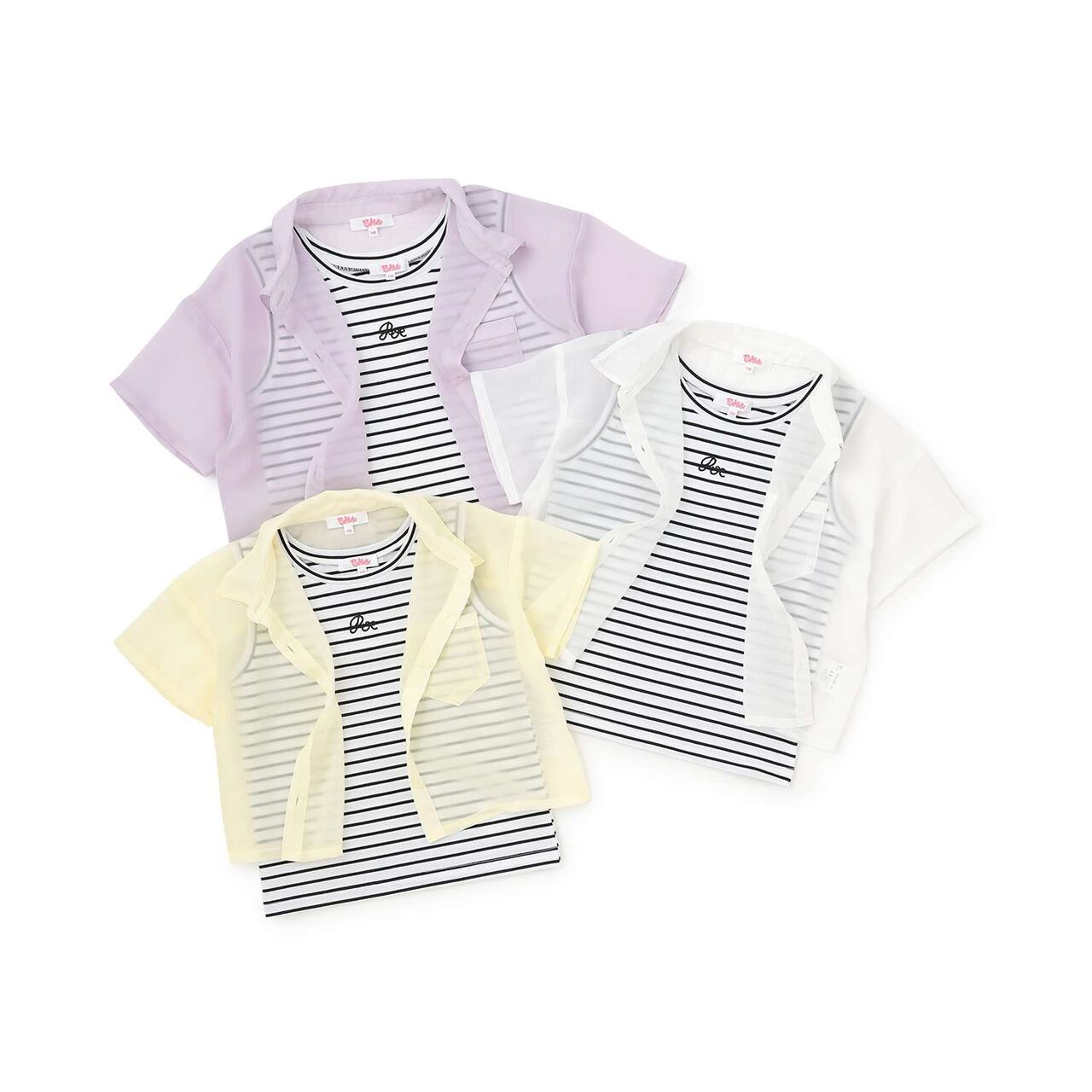 [3WAY] Short-Sleeve Sheer Shirt & Cool Sensation Tank Set,Lavender, large image number 29
