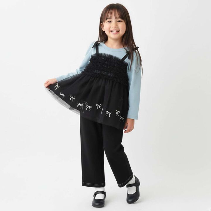 Ribbon Embroidery Tulle Docking Tunic,Charcoal gray, medium image number 9