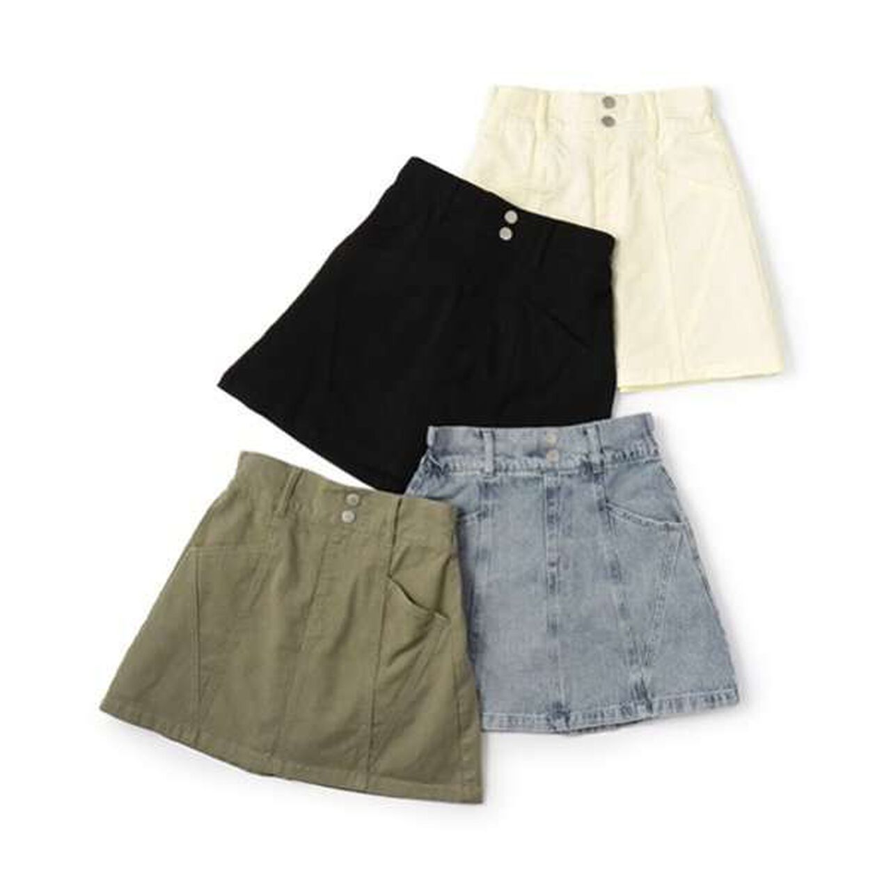 Color-Block A-Line Skirt Shorts,Ivory, large image number 6