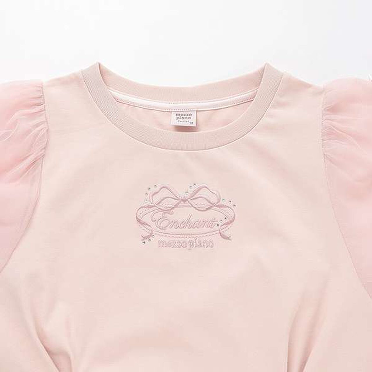 [Cool Touch] Mixed Material Tuck T-Shirt,Pink, large image number 2