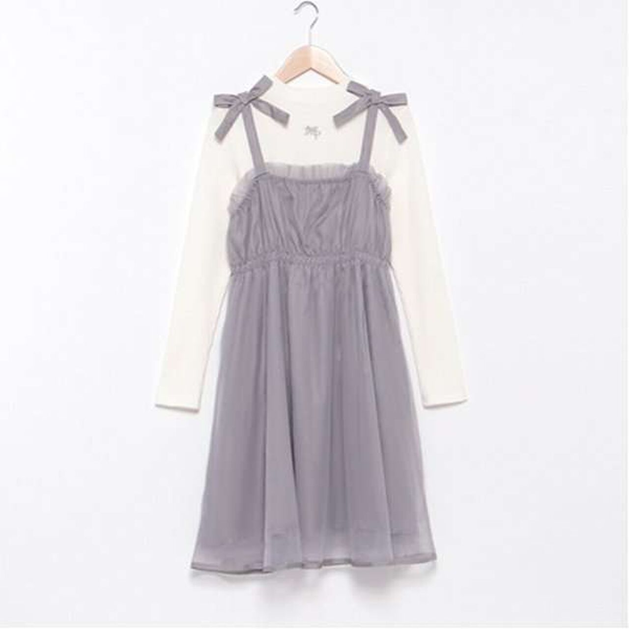 Tulle Camisole One-Piece Dress & Inner Wear Set,Black, large image number 6