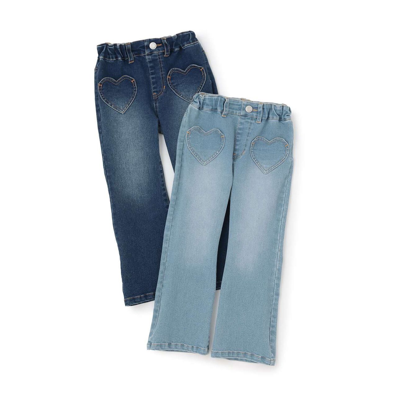 Beautiful Silhouette Stretch Heart Pocket Flare Denim Pants,Blue, large image number 10