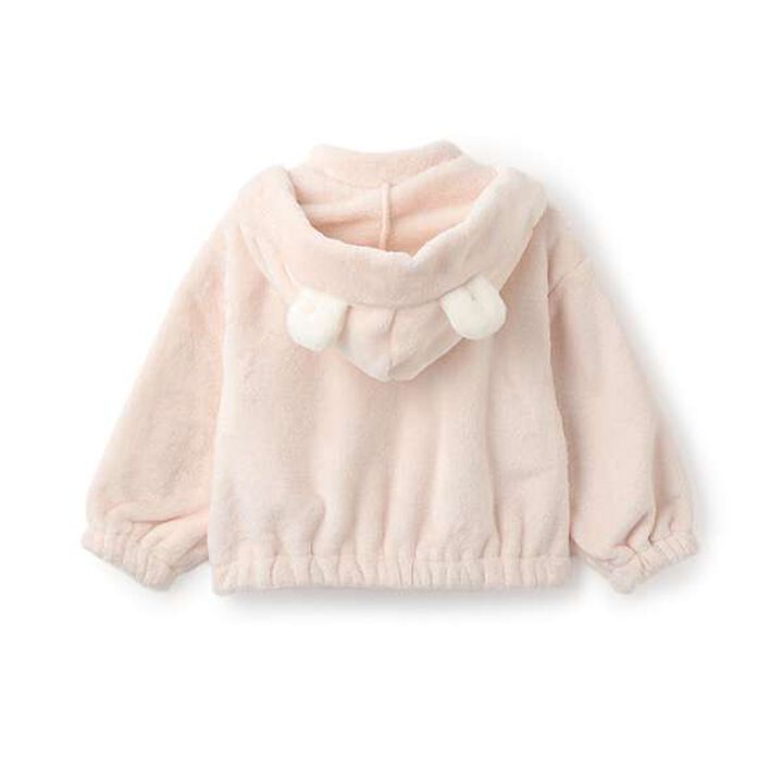 Bear Ear Fur Coat,Beige, medium image number 1