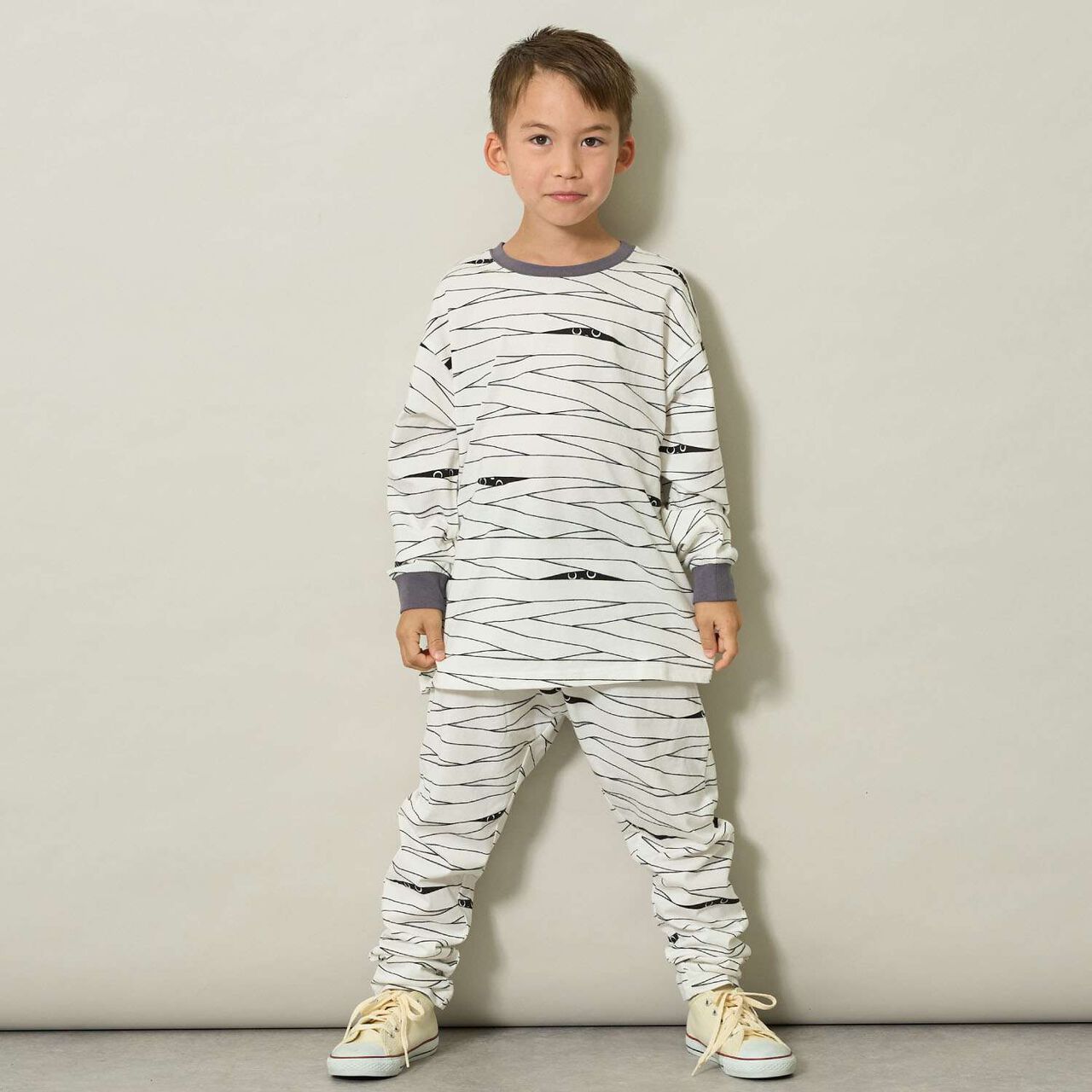 [Halloween] Phosphorescent Muteki Jersey Bone & Mummy Assortment Outfit Set,Ivory, large image number 1