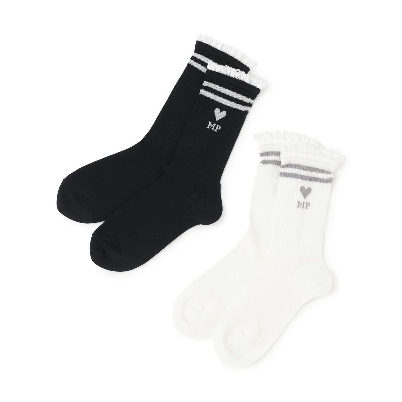 Lace Ribbed Socks,Off white, large image number 4