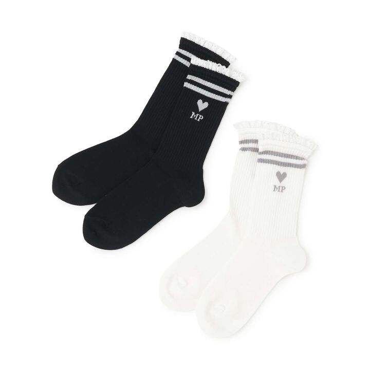 Lace Ribbed Socks,Off white, medium image number 4