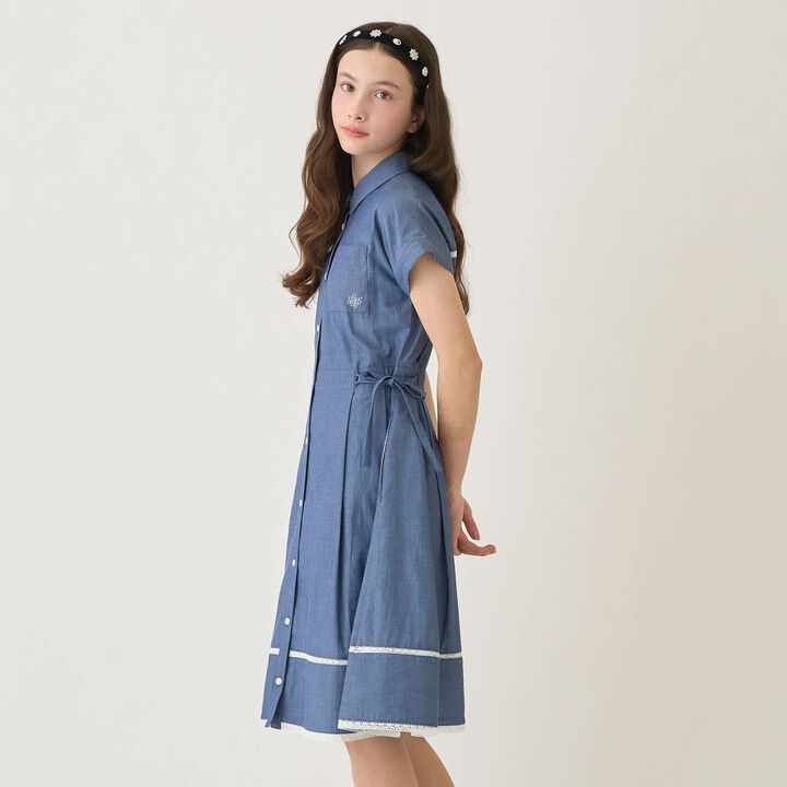 [130cm] Side Ribbon Shirt Dress,Navy, medium image number 13