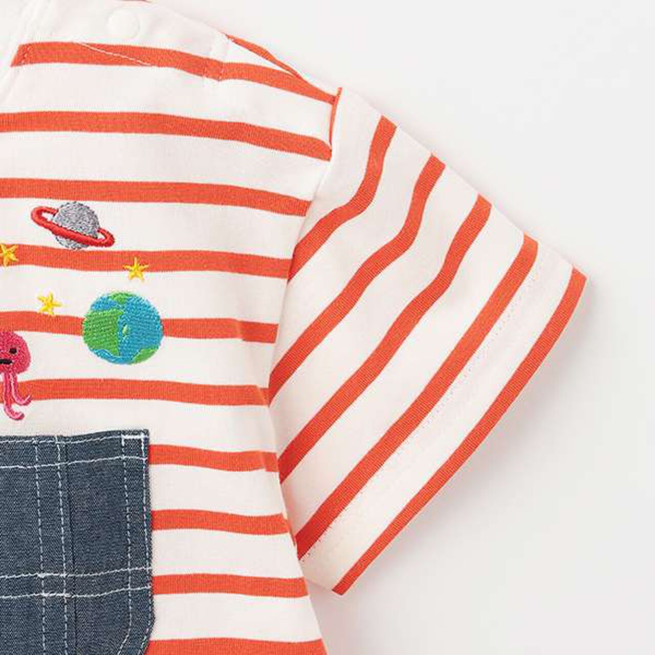 Alien Stripe Short Sleeve T-Shirt from Pocket,Off white, large image number 14