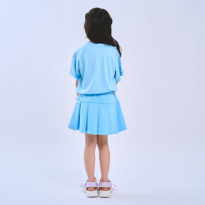 [Cool Touch] Ribbon Line Tuck Skirt with Inner Shorts,Turquoise, medium image number 3