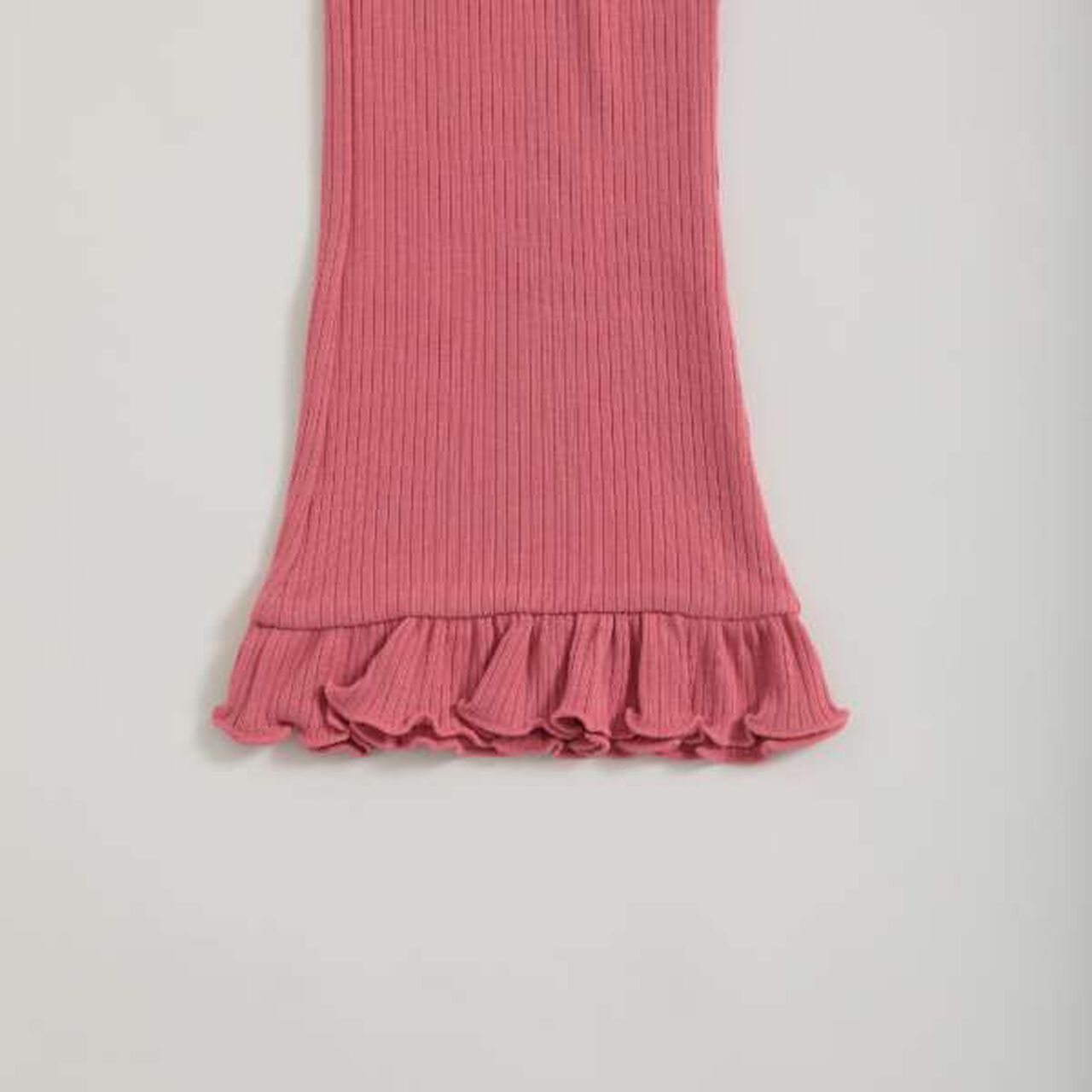 Frilled Hem Rib Pants,Pink, large image number 6