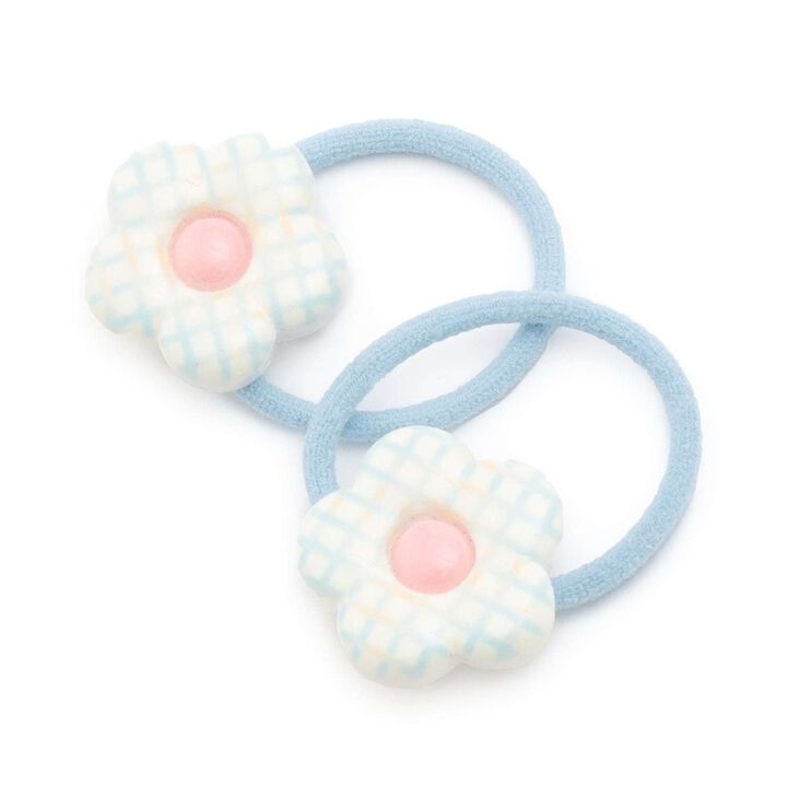 Checkered Flower Hair Ties (Set of 2),Pink, medium image number 2