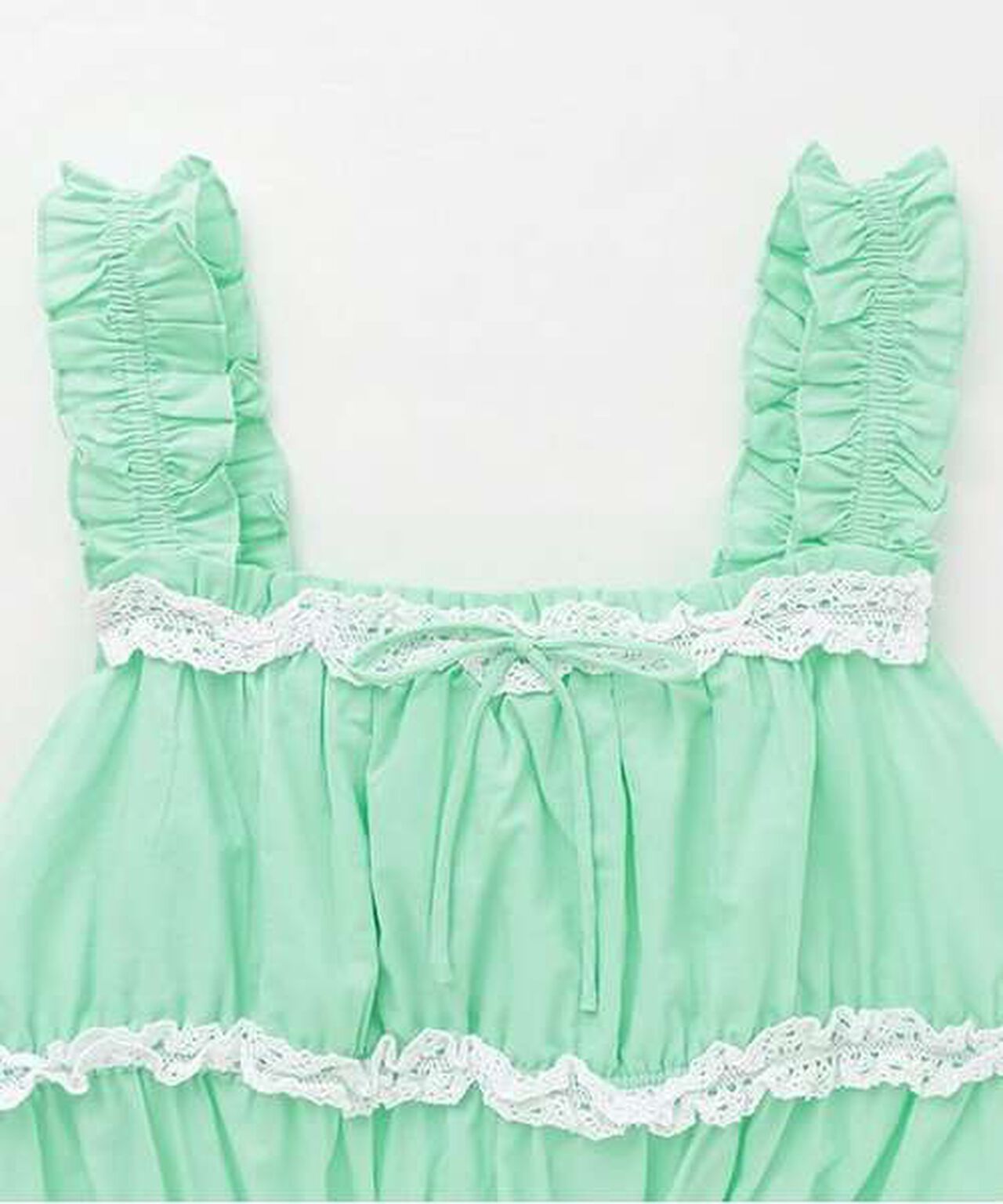 Cotton One-Piece Dress [Korean Fashion],Light green, large image number 2