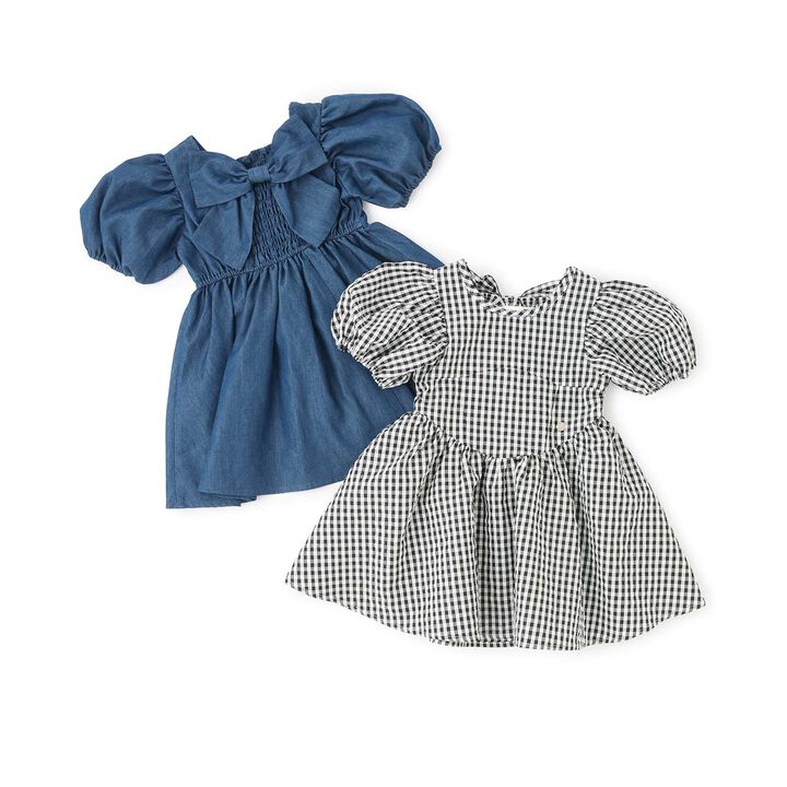 Link Puff Sleeve Peplum One-Piece Dress,Blue, medium image number 14