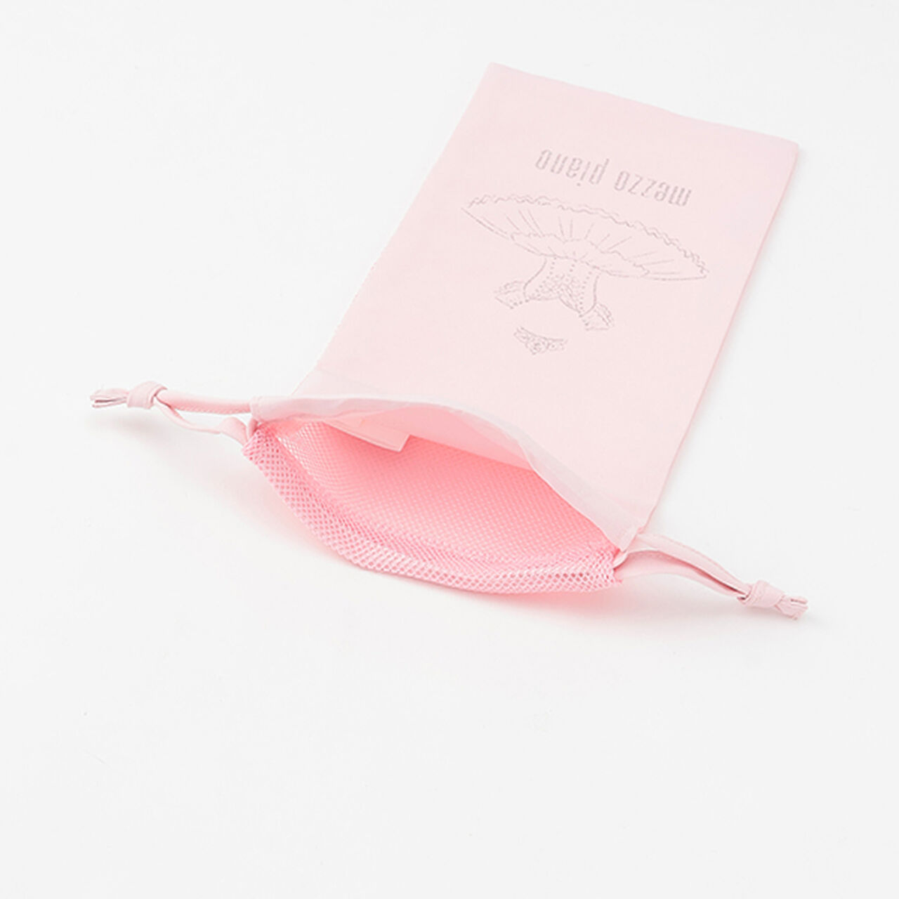 Ballet Motif Print Mesh Drawstring Bag for Shoes,Light blue, large image number 4