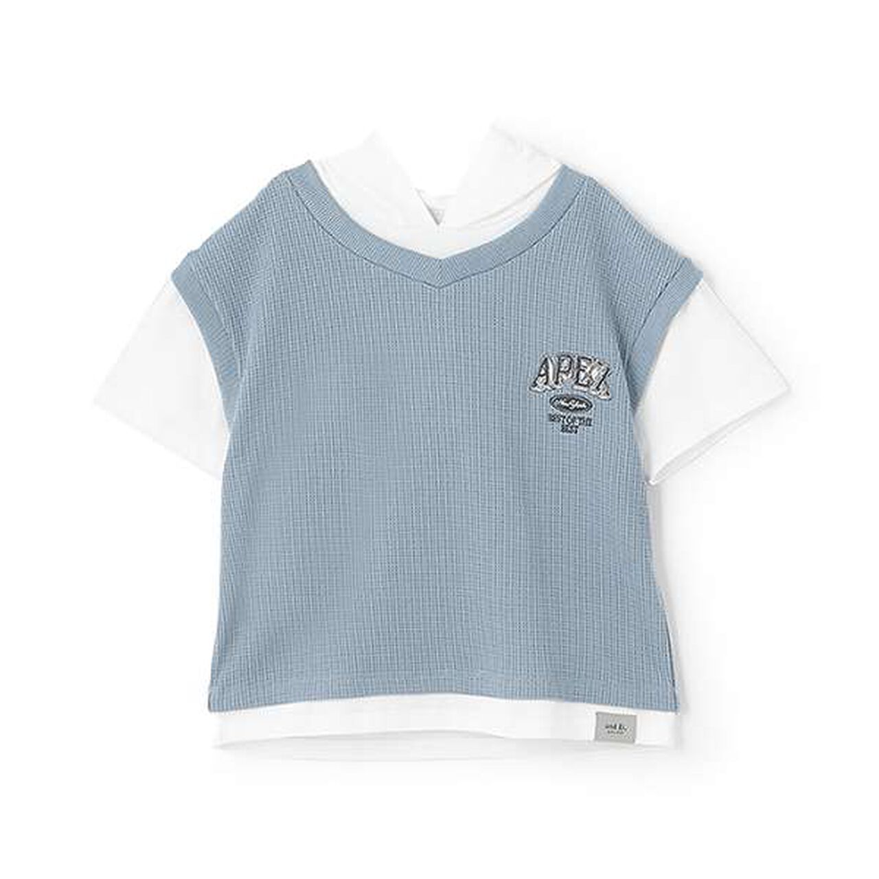 Layered Short-Sleeve Hoodie Vest,Top gray, large image number 17