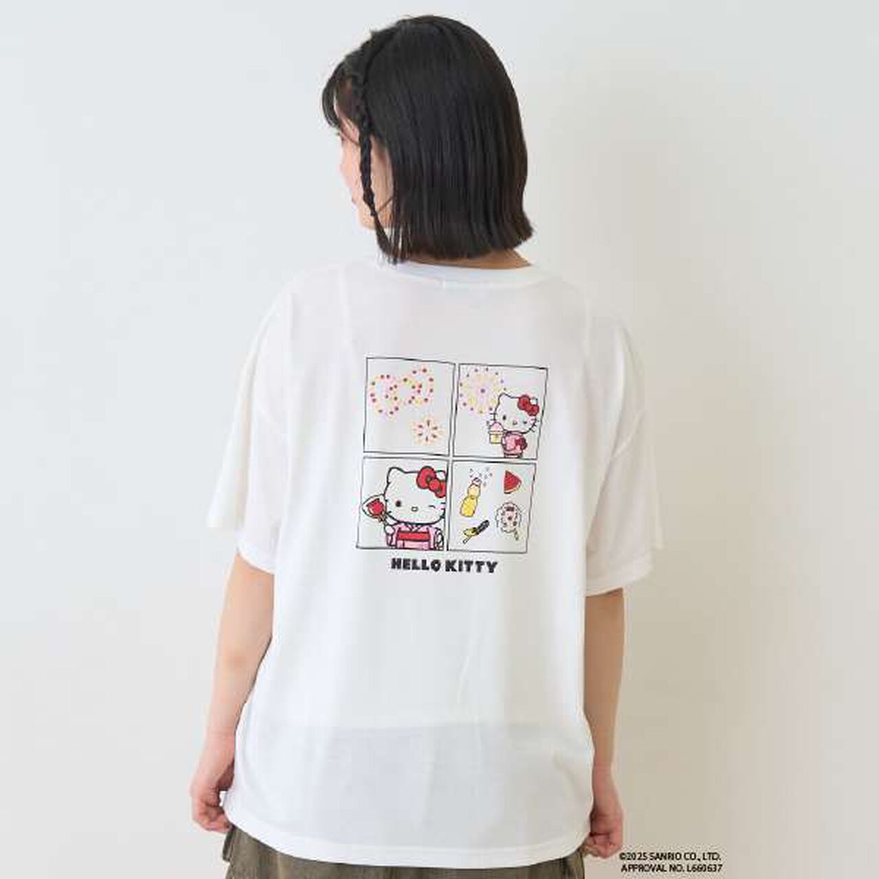 Hello Kitty Japanese Style T-Shirt,Off white, large image number 5