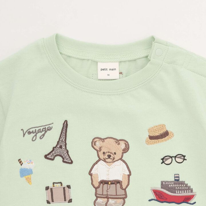 [Cool Touch] Bear Travel Appliqu&eacute; Short Sleeve T-Shirt,Ivory, medium image number 5
