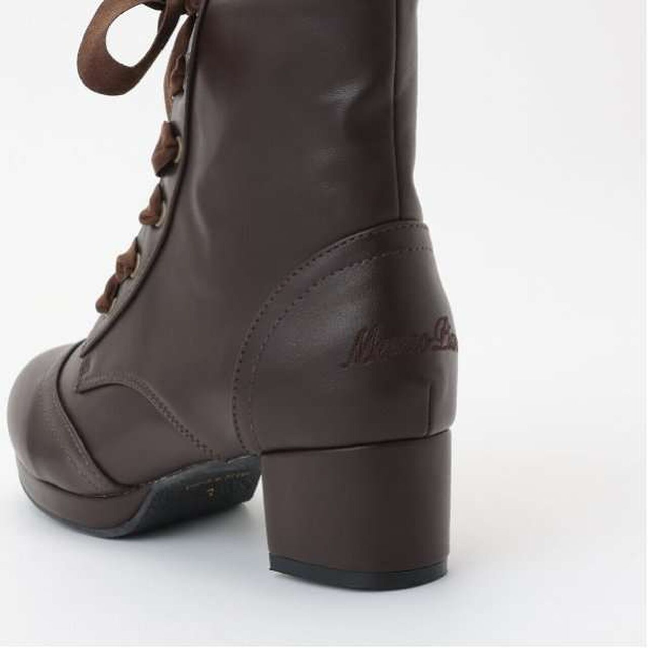 Satin Ribbon Lace-Up Short Boots,Light beige, large image number 18