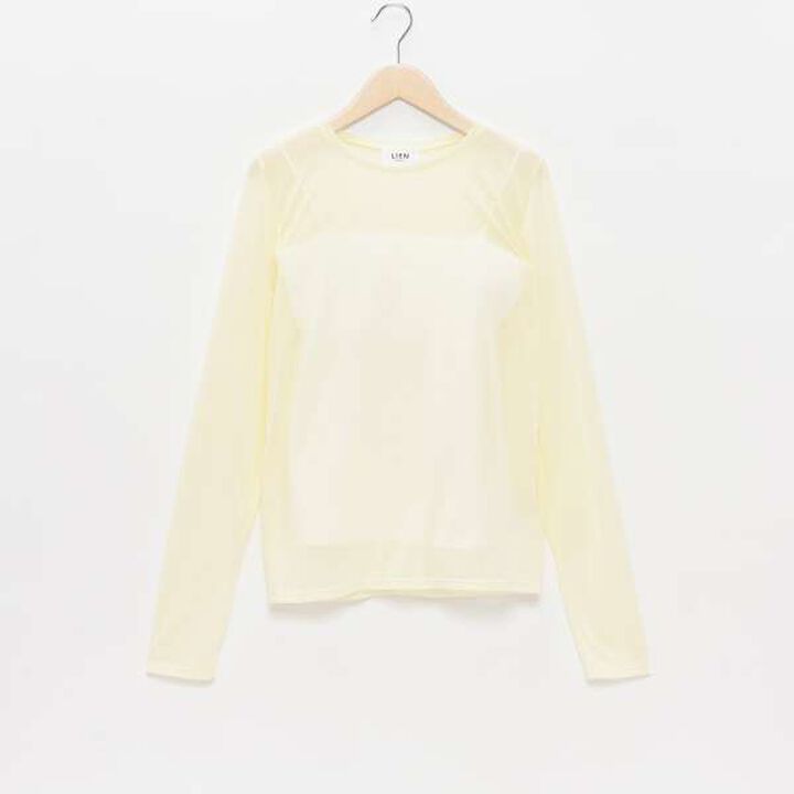 [LADIES] Sheer T-Shirt with Bra Top,Light beige, medium image number 1