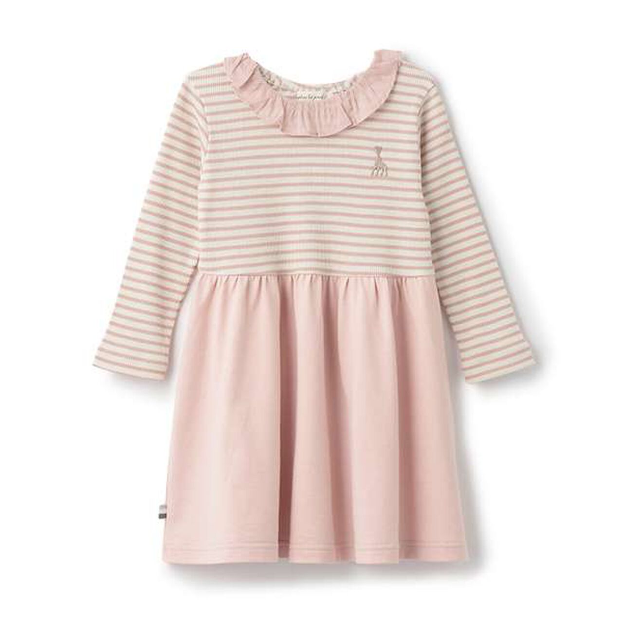 [Made in Japan] Stripe Pattern Long-Sleeve One-Piece Dress,Pink, large image number 0