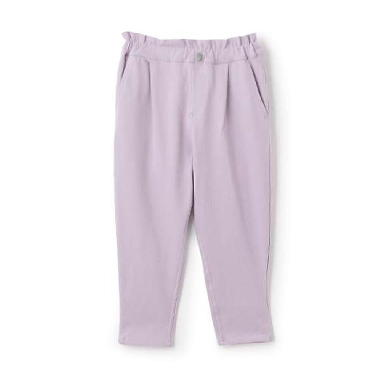 Cropped Waist Frill Solid Tapered Pants,Lavender, large image number 8