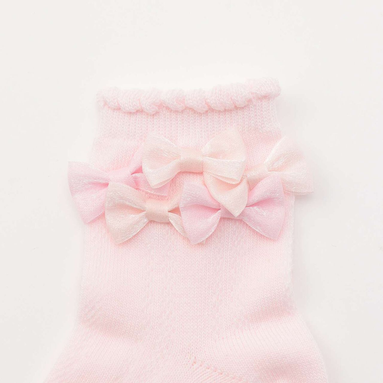 Ribbon Full Crew Socks,Light pink, large image number 1