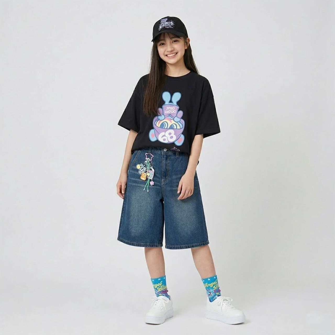 Angel Blue Upside Down Mr. Nakamura T-Shirt,Off white, large image number 16