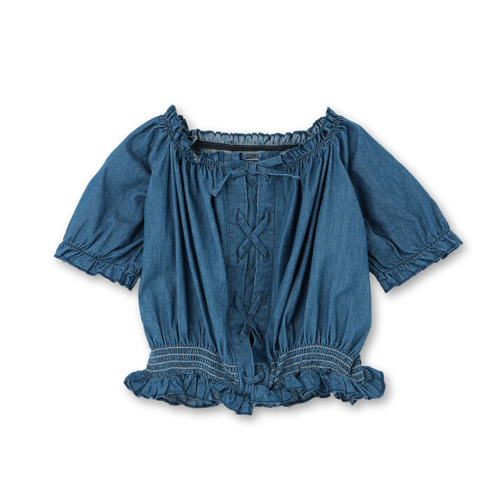 Lace-up Off-Shoulder Blouse,, medium