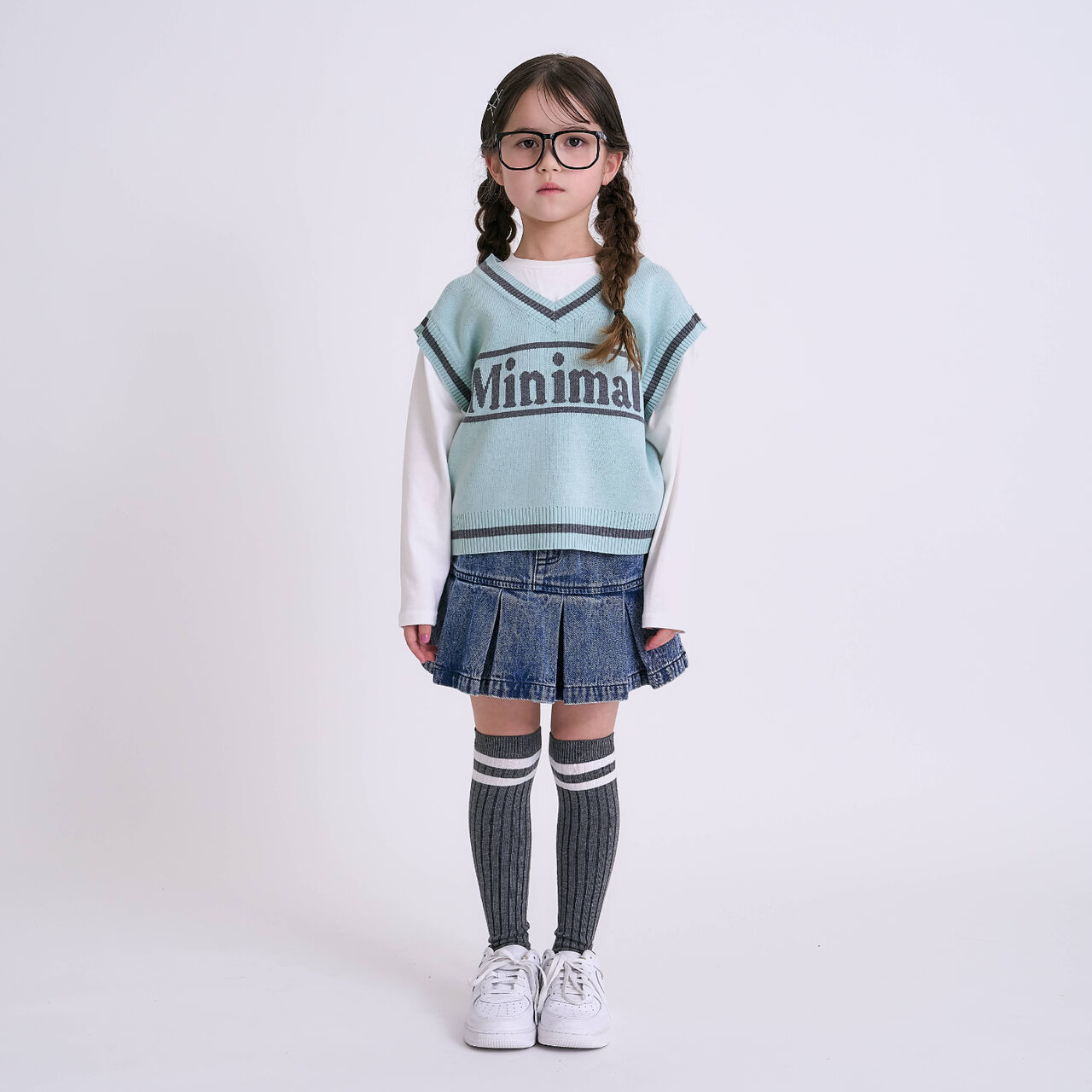 Box Pleat Skirt / Denim,Blue, large image number 9