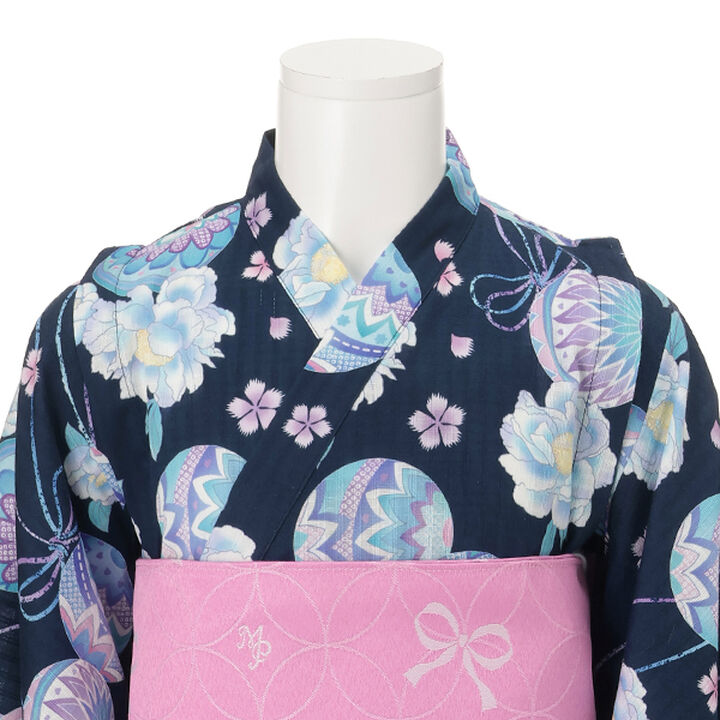 Temari Flower Pattern Yukata,Navy, medium image number 17