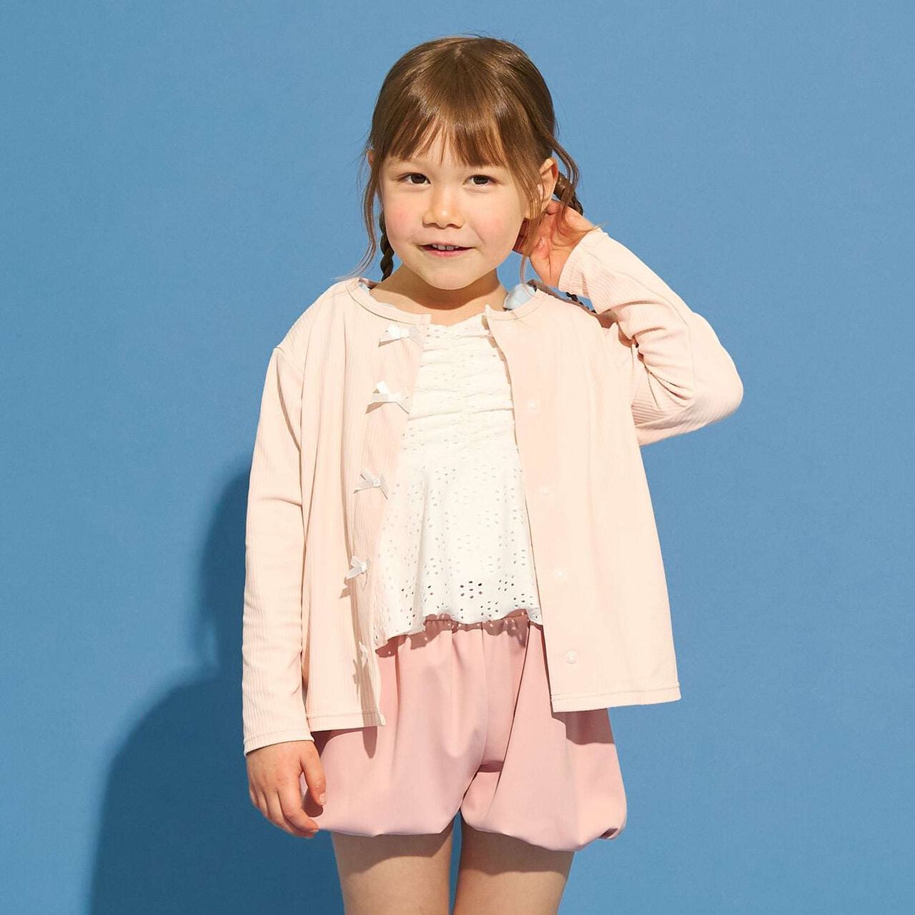 [SWIM] [UV Protection] Rash Guard Cardigan with Ribbon,Light pink, large image number 0