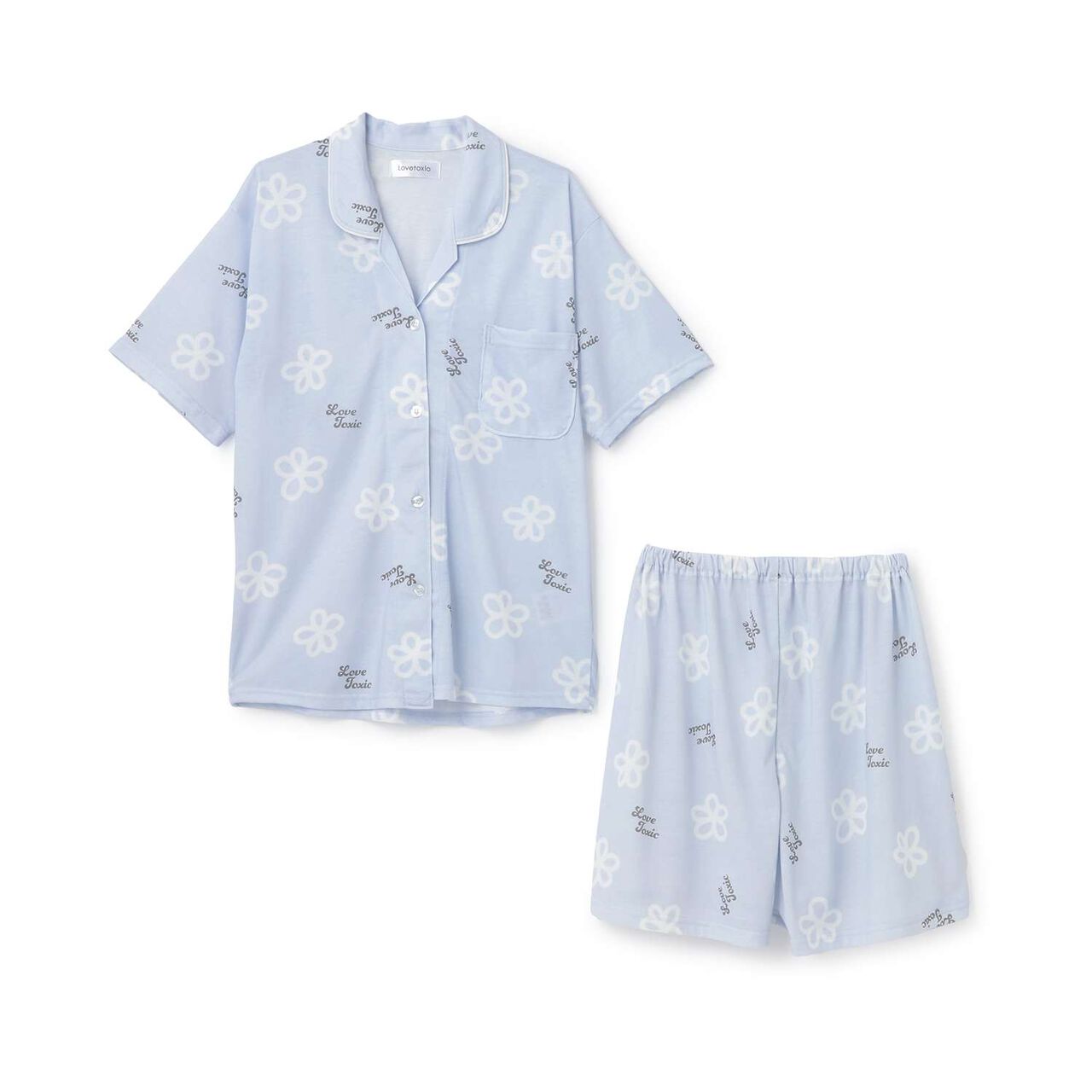 [Room Wear/Pajamas] Short-Sleeve All-Over Pattern Shirt & Shorts Set,Red, large image number 7
