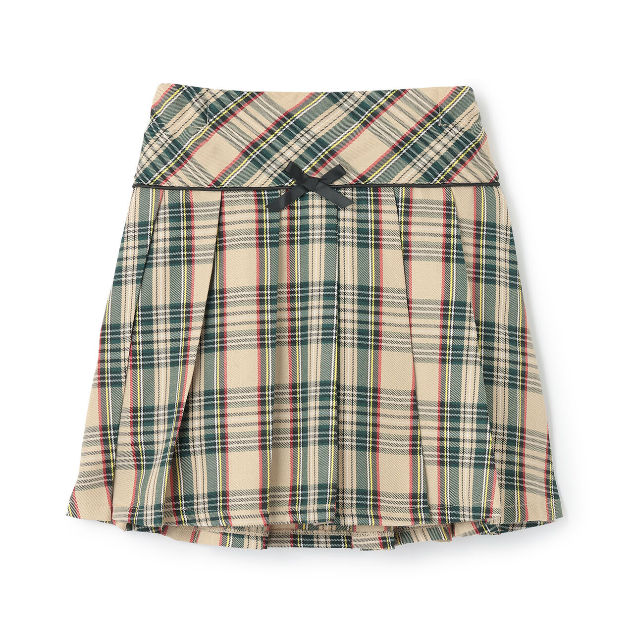 Ribbon Pleated Skirt,Beige, large image number 0