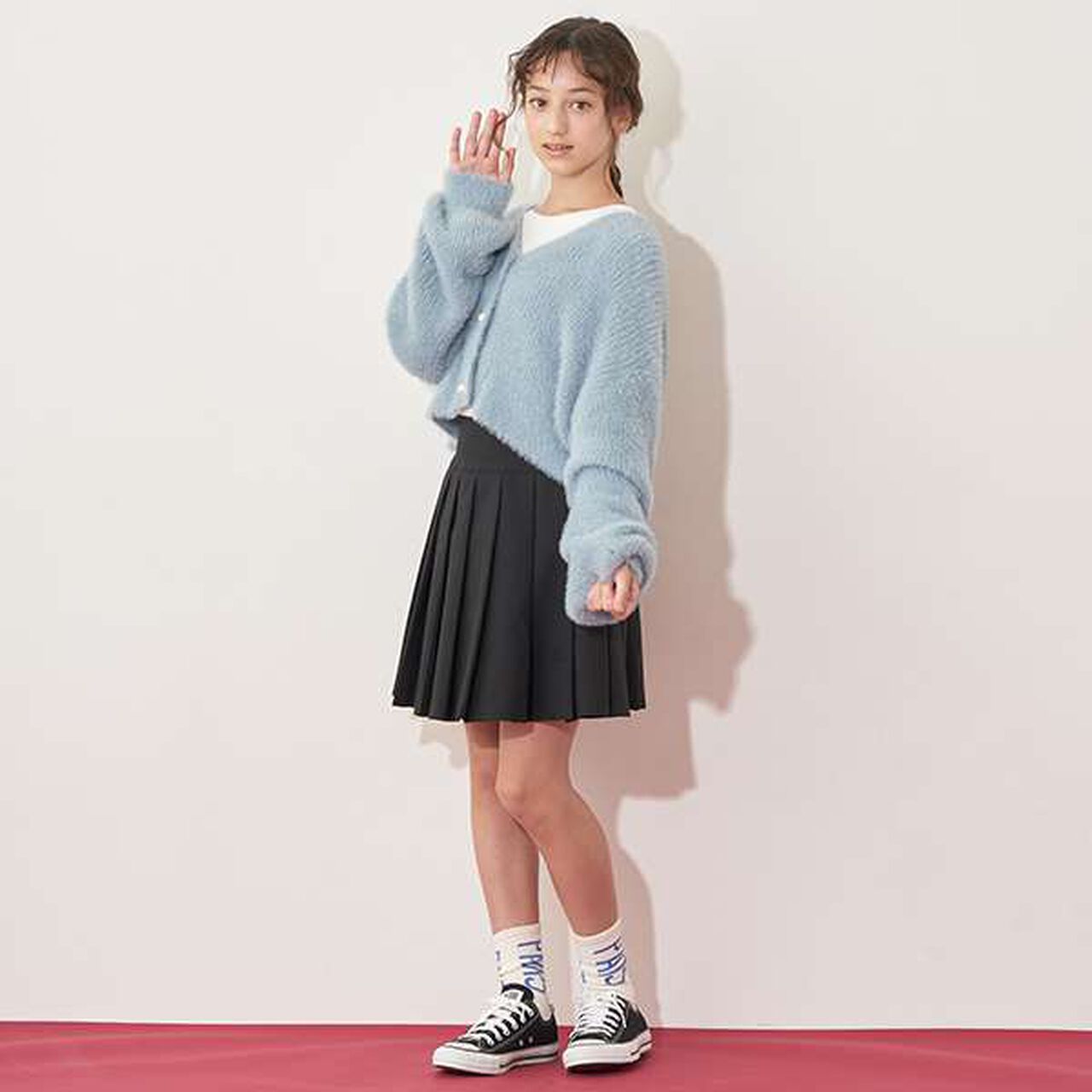 [AMI] Shaggy Cardigan &times; Long Sleeve T-Shirt Set,Light blue, large image number 8
