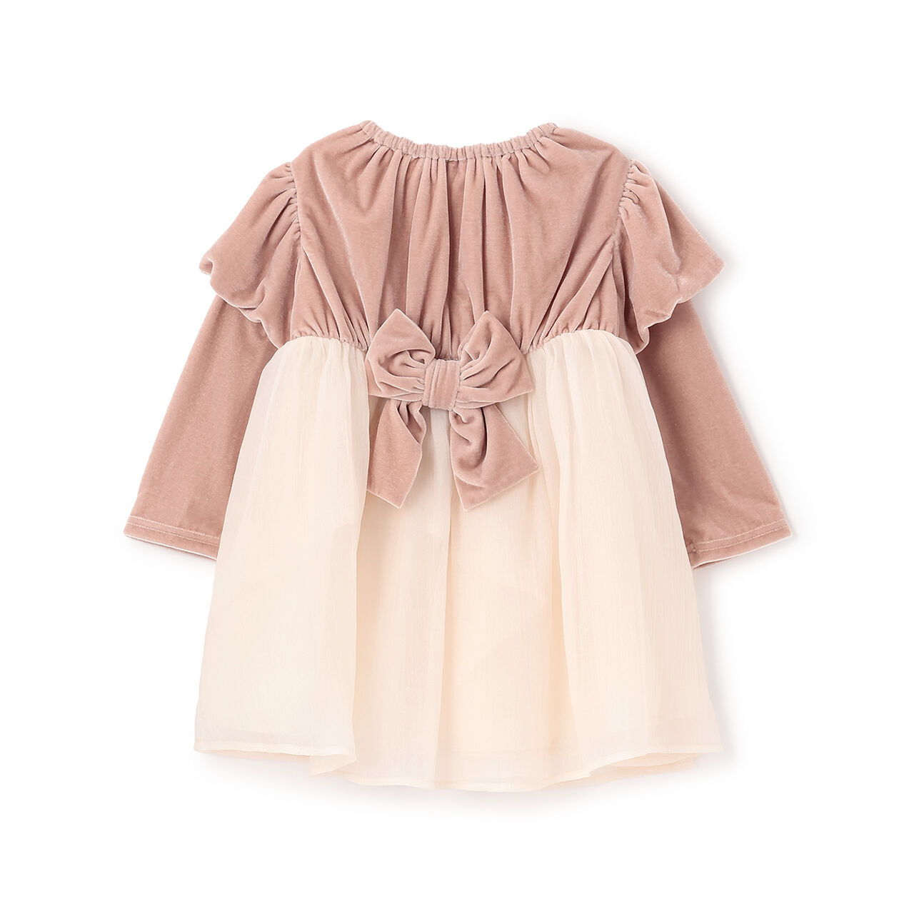 Puff Sleeve Chiffon One-Piece Dress,Black, large image number 1