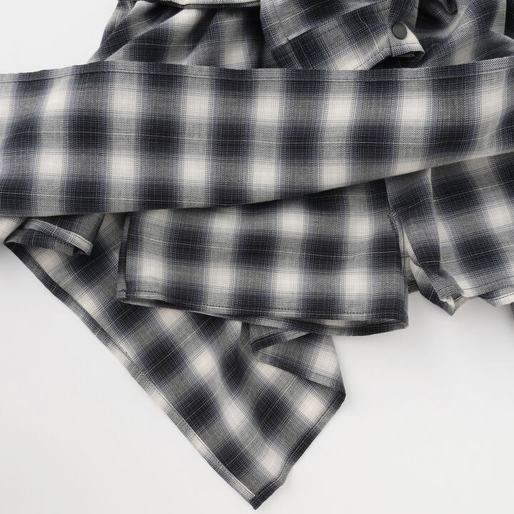 Checkered Asymmetrical Skirt,Black, medium image number 9