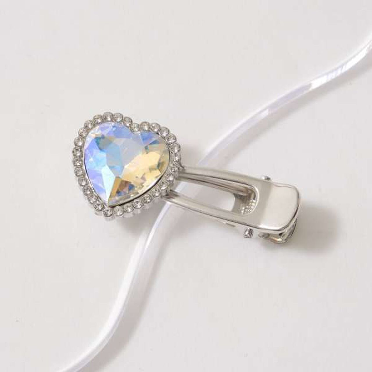 Sparkling Heart Hair Clip,Silver, large image number 5