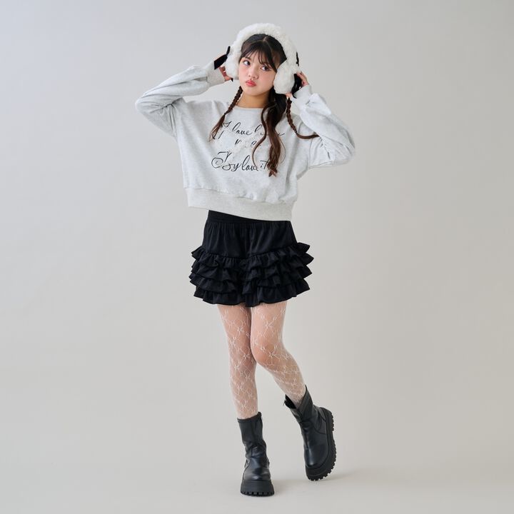 Tulle Ribbon Pullover,Charcoal gray, medium image number 3