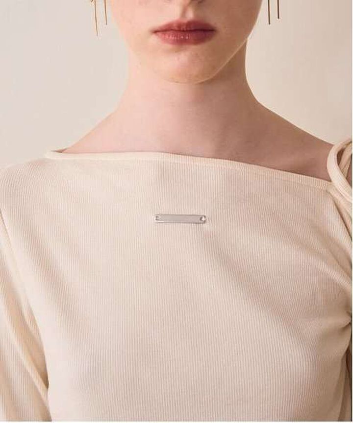 One-Shoulder Ribbon Tereko,Black, medium image number 9