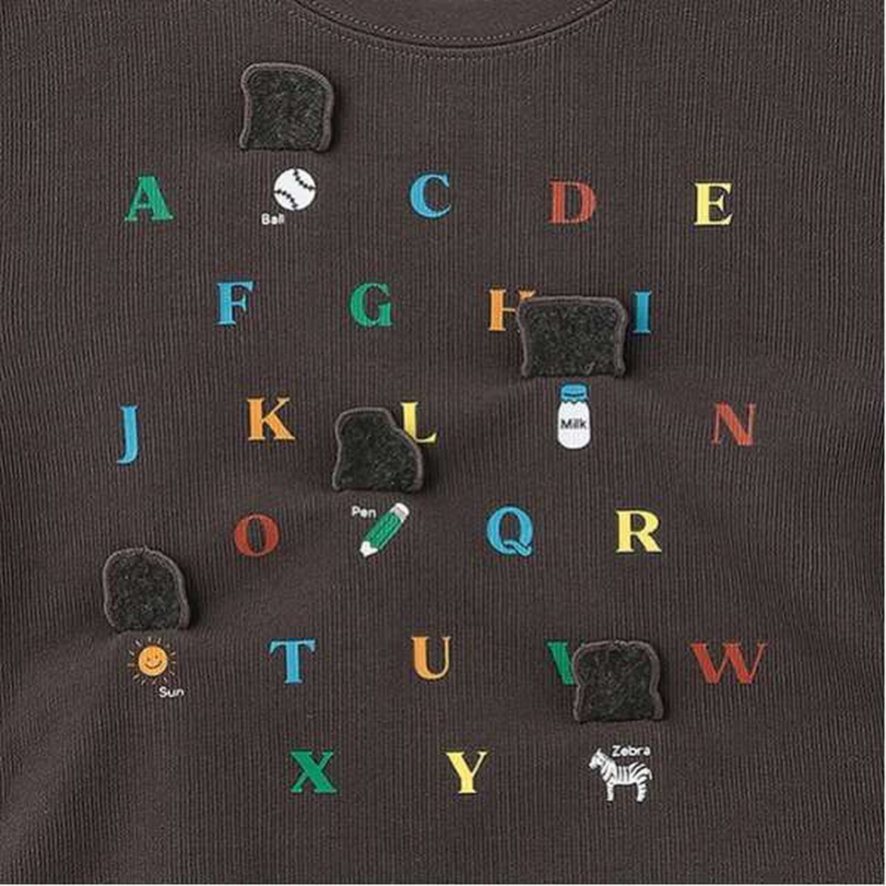 ABC Appliqué Long Sleeve T-Shirt,Deep red, large image number 7