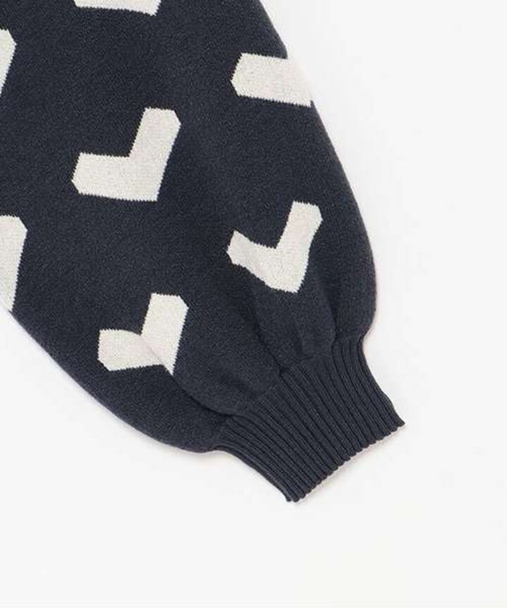 Heart Pattern Knit Pullover,Greige, medium image number 3