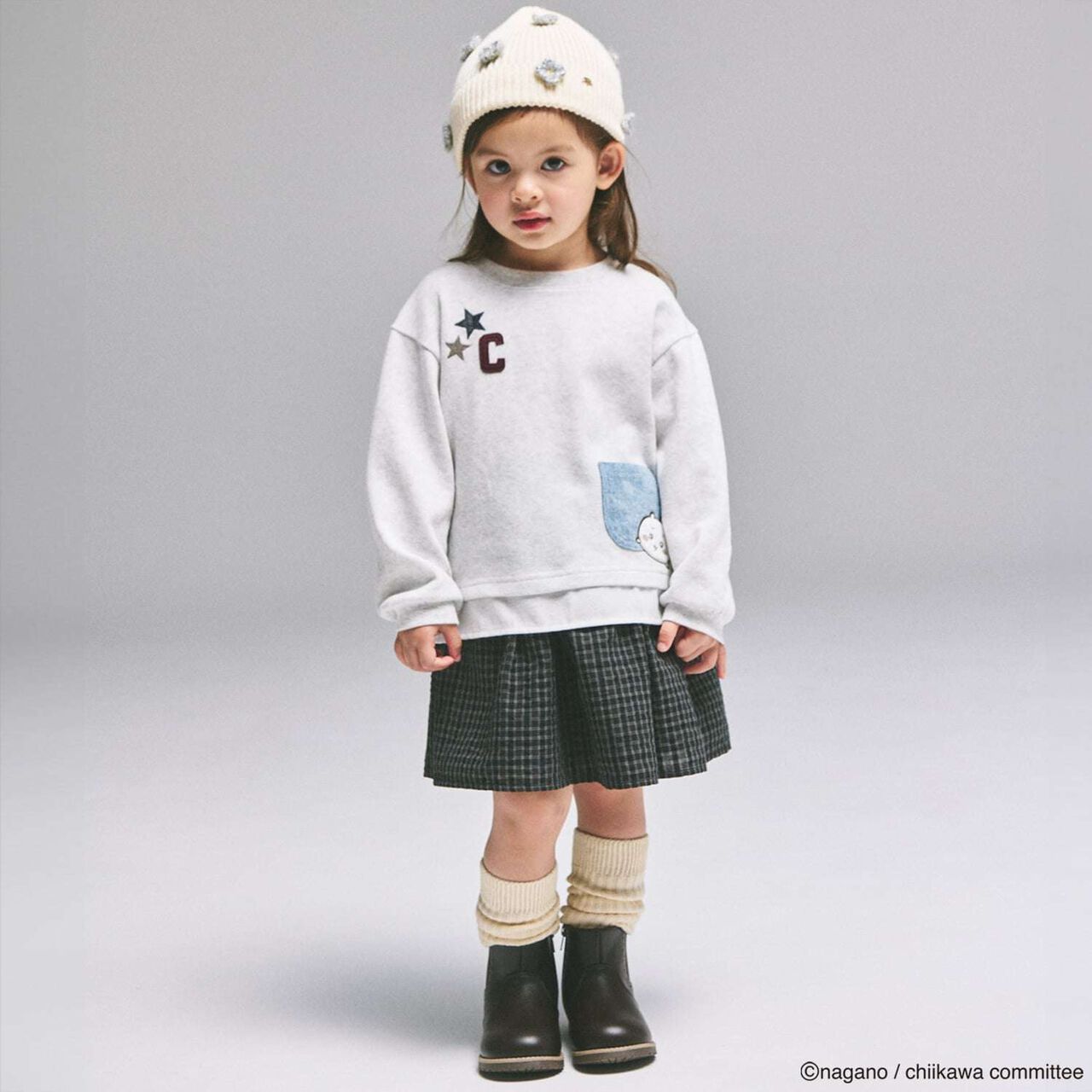 [Anime Chiikawa] Star Logo Appliqu&eacute; Pocket T-Shirt,Light blue, large image number 5